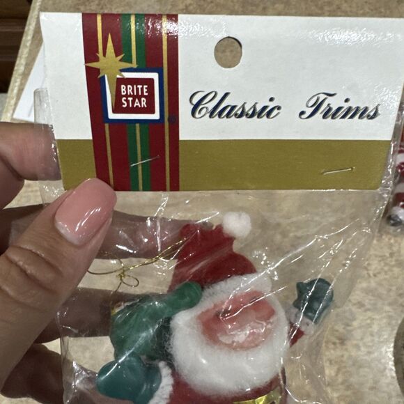 Vintage  Flocked Santa NOS Classic Trims Ornament - Picture 4 of 7